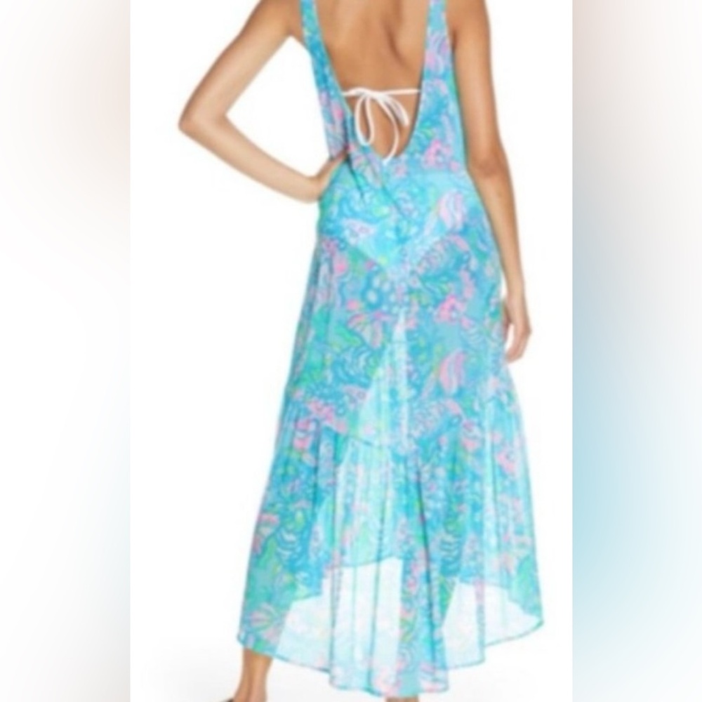 NWT Lilly Pulitzer Camellia Cover Up in Aqua La Vista Blue Ibiza - Picture 5 of 8